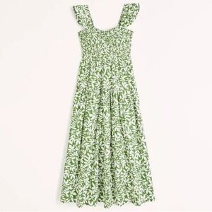 Abercrombie & Fitch Ruffle Flutter Sleeve Sheer Maxi Dress